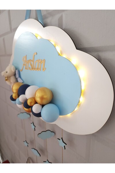 HD Different Ledli Bulut Kapı Süsü Işıklı Duvar Panosu
