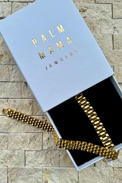 PALMMAMA Unisex Gold Kordon Çelik Klipsli Bileklik