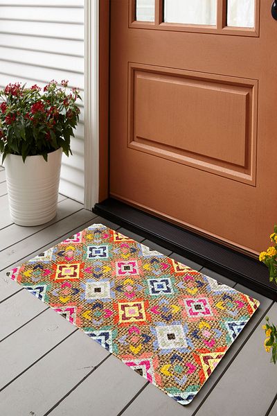 Vagonik Rug Patterned Jute Detailed PVC Based Thick Door Mat 45x75