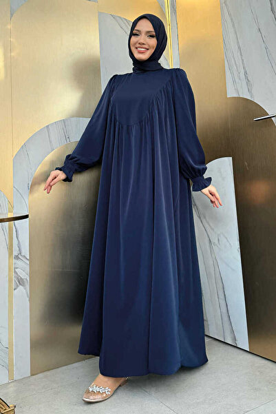 Bym Fashion Bym4 büzgülü elbise Lacivert