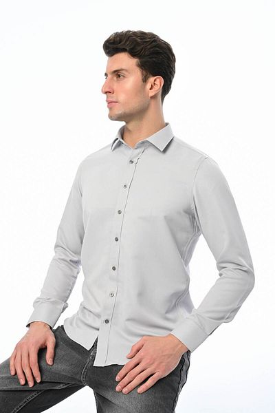 Piola Club Ανδρικό πουκάμισο από βαμβακερό σατέν Slim Fit