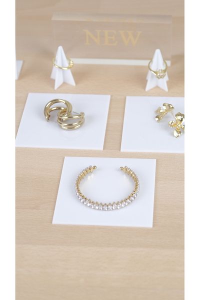Kpleksi Square white plexi table 3 pieces jewelry stand organizer and photography