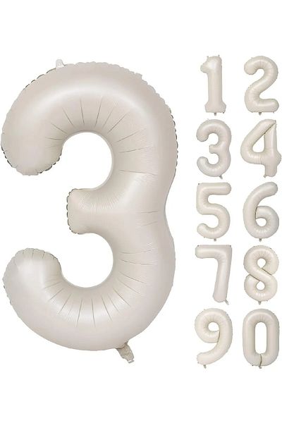 party mix Number Balloon Cream Color Birthday Age Balloon Number 1 Sea Sand - Sand Beige Foil Balloon
