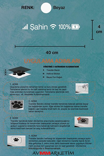Hellove Tofaş Şahin Sticker Telefon Şarj Wifi Batarya Şebeke Cam Oto Sticker 40x4cm Beyaz Uyumlu