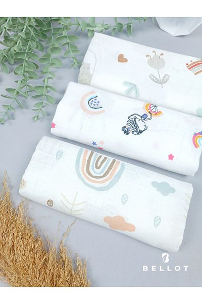 BELLOT Muslin Blanket Muslin Blanket 80*80 cm Muslin Cloth Organic Muslin Blanket Set of 3