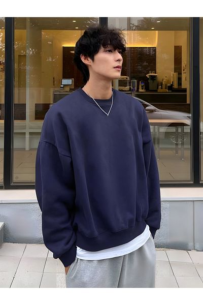 GENIUS STORE Ανδρικό φούτερ με στρογγυλή λαιμόκοψη Oversize Basic-sweatshirt