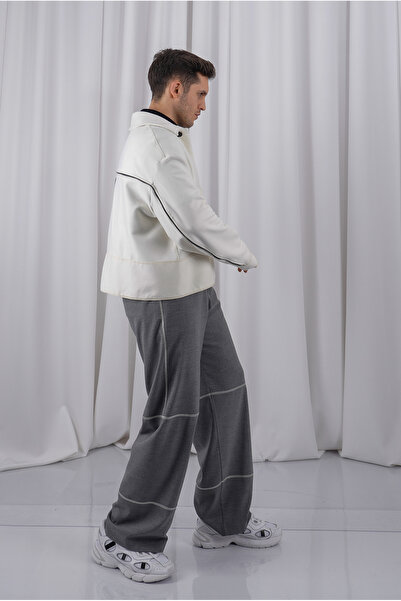 LoFiBuy Unisex Kaşe Oversize Fermuar Detaylı Spor Takım - Pocket