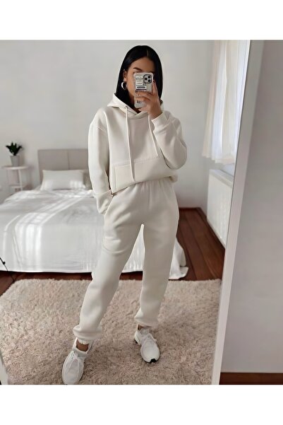 TREND Black Tracksuit Set Three Thread Hooded Cloth