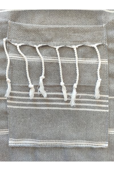 Peştanoz Peshtemal Bathrobe, Gray, Nuray Pattern, 100% Cotton
