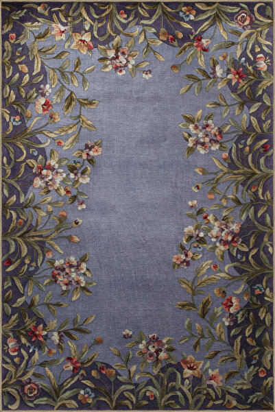 Rugs Modern Halı Mavi Temalı Çiçek Lavanta Desenli Kreatif Modern Dekoratif H...