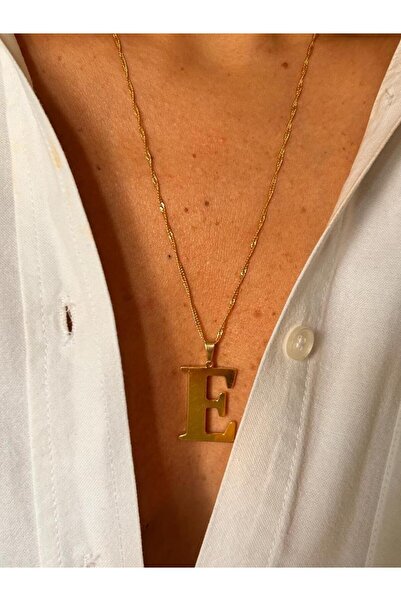Rossetto Atelier Altın Kaplama Tasarım E Harfli Uzun Kolye