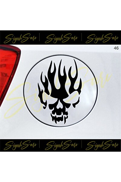 S&S HEDİYELİK EŞYA Alevli Kuru Kafa Depo Kapağı Sticker Araba Araç Oto Otomob...
