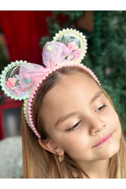 QUEEN AKSESUAR Şeffaf hareketli pullu süslü renkli ponpon tül fiyonklu minnie...