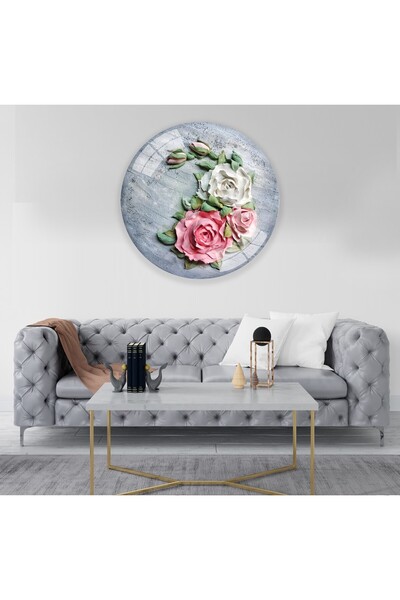 EMYA HOME Γυάλινος πίνακας λουλουδιών