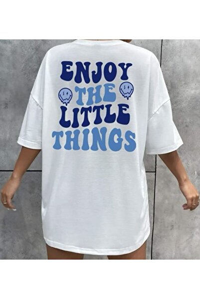 Vordevia Uživajte u Štampano beloj Oversize kroj majici