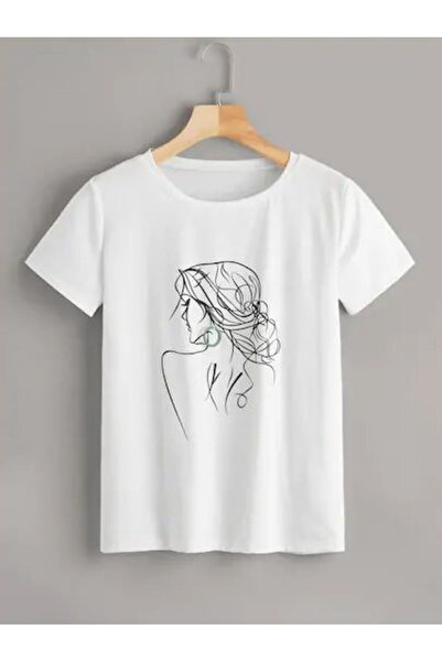 Vordevia Linearna ženska Štampano bela Oversize kroj majica