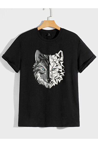 Vordevia Wolf Štampano Crna Oversize kroj majica