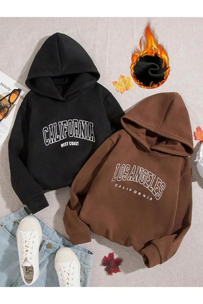 Keywest Детски суитчър с качулка и щампа California Oversize, комплект от 2 броя