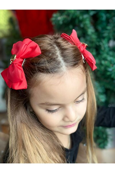 QUEEN AKSESUAR Custom Design 2-Piece Metal Layered Tulle Bow Red ATATURK PADGE Crescent Star Brooch Clip Buckle Set