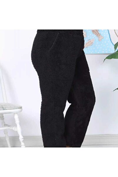 BİrHoşButik Large Size Lycra Soft Pocket Ribbed No Zipper Winter Trend Plush Fleece Sweatpants