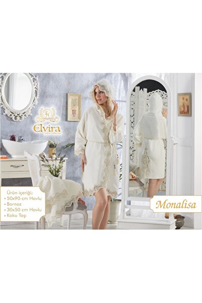 ELVİRAHOME Monalisa Lüks Fransız Dantelli Balayı Bornozu