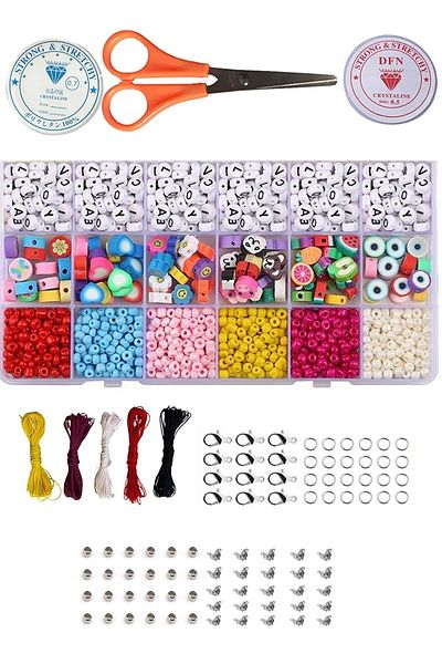 Hobimos Σετ χάντρες με άμμο Fimo Figure Letter Beads σε κουτί με 18 θήκες
