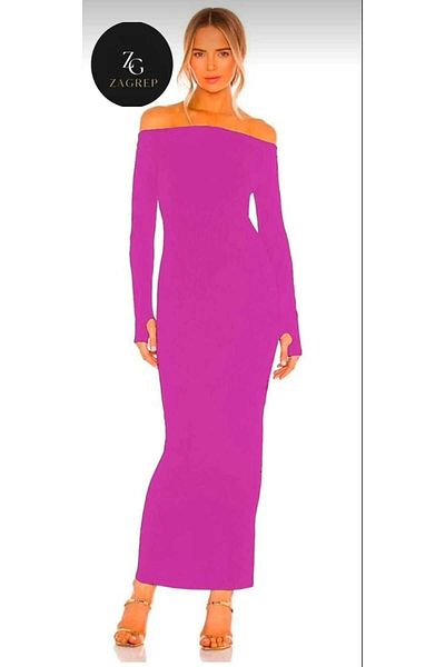 Zagrep Women's Purple Maxi Dress Finger-Snap Madonna Collar Side Opening Closing Slit Maxi Dress