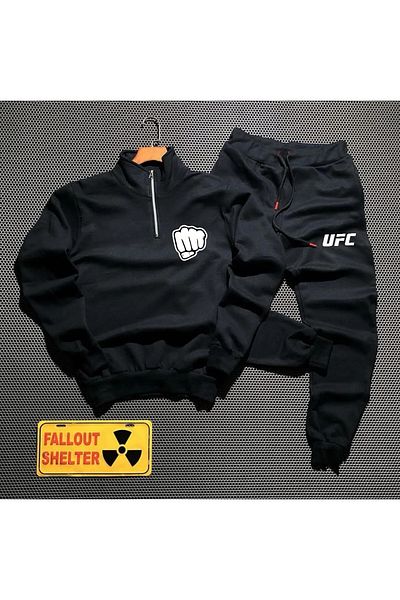 Pisa Art Unisex UFC FIGHT SPORTS FIST PRINT Half Zip Sweatshirt Sweatpants Combo