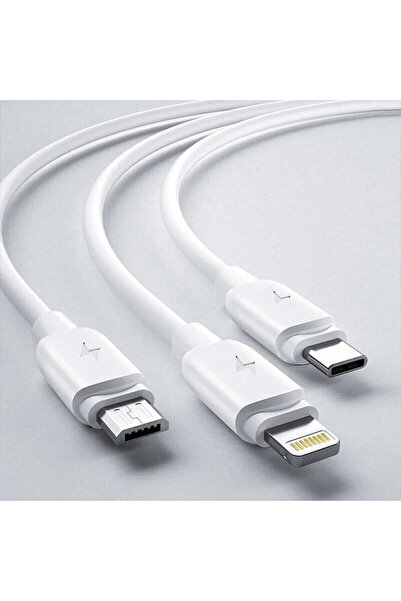 KOİ TECH Huawei Xiaomi Samsung Iphone Uyumlu Çoklu Şarj Aleti Cihazı Kablosu Type-c Micro Lightning 3lü Şarz