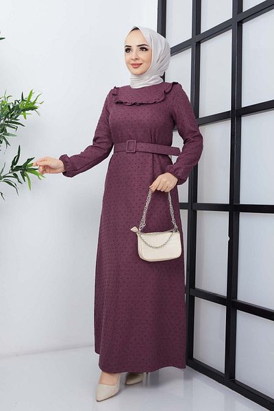 marwella Kayra Winter Dress - Plum