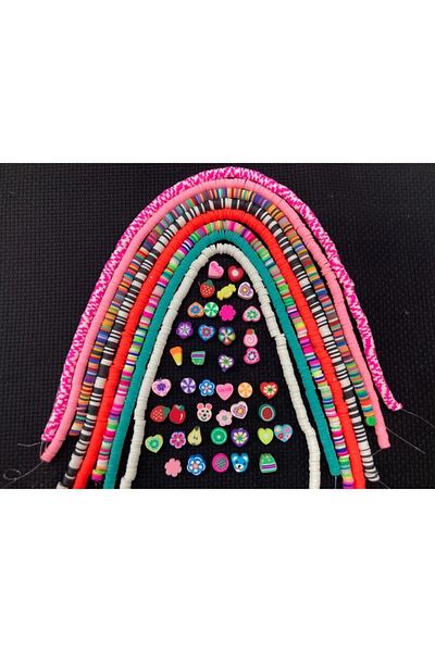 Hobimos Fimo Bead Set - 8 Strings of Fimo Beads (6mm), Mixed Fimo 40 Pieces Beads - Fimoset 48 Pieces