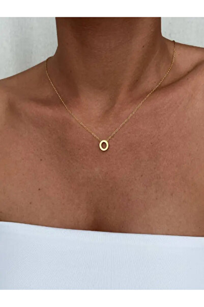 su jewelry collective shine Çelik Küçük Minimal Harf Kolye Kararmaz