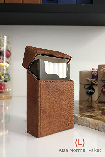 CIGBOXTR Deri Sigara Çantası - (L) Kısa Normal Paket - Aluminyum Kasa - Mıkna...