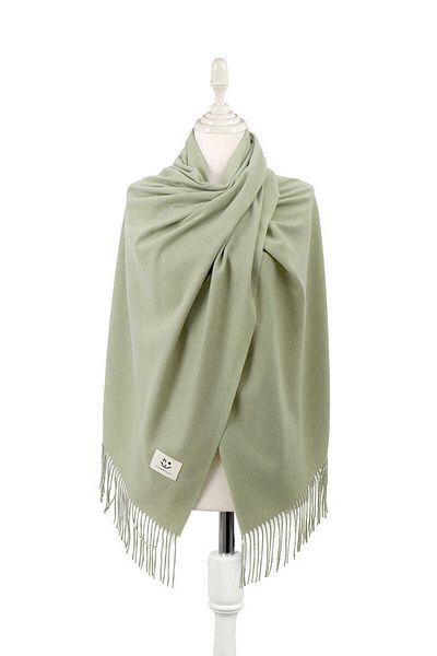 Bursa İpek Green Solid Color Winter Shawl
