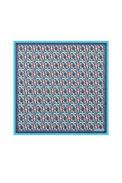 Bursa İpek Turquoise Ivy Tulip Pattern Silky Handkerchief