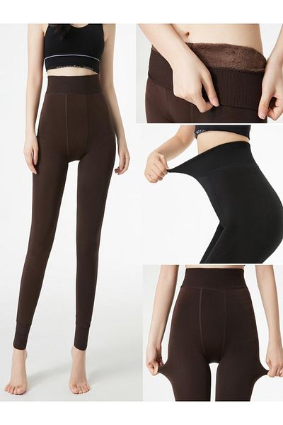 MİSTİRİK Ravena Model Thermal Pantyhose with Plush Inside Wool Warm Brown Color