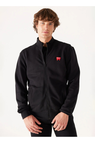 WRANGLER Dik Yaka Siyah Erkek Sweatshırt W663I3101 Tam Fermuarlı Sweatshirt