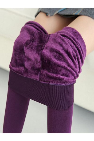 MİSTİRİK Ravena Model Wool Inside Warm Plush Underwear Corset Tights Socks Purple Color