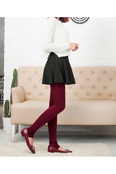 MİSTİRİK Model Ravena Lână Înăuntru Lenjerie Intima Caldă Plus Corset Colanți Sosete Culoare Visiniu