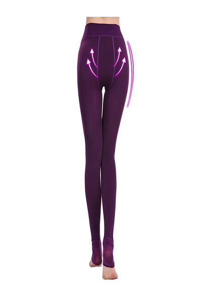 MİSTİRİK Ravena Model Wool Inside Warm Plush Underwear Corset Tights Socks Purple Color