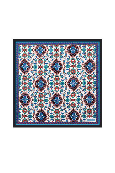 Bursa İpek Black Tile Pattern Silky Handkerchief
