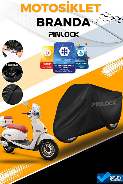 pinlock KUBA BRİLLANT Su Geçirmez Siyah Motosiklet Brandası MİFLONLU KALIN PR...