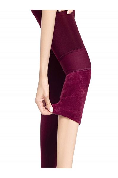MİSTİRİK Ravena Model Thermal Pantyhose with Plush Inside Wool Warm Burgundy Color