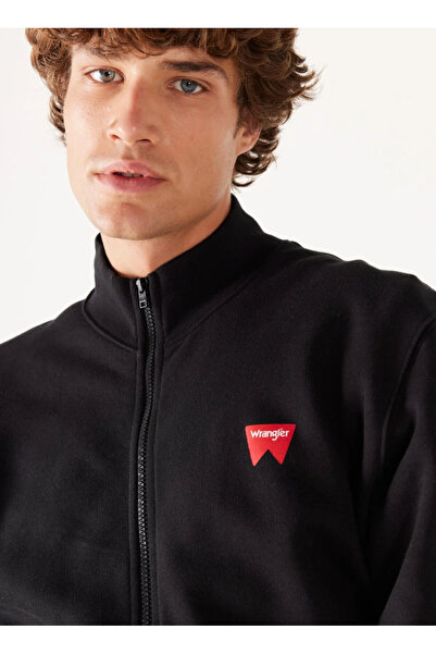 WRANGLER Dik Yaka Siyah Erkek Sweatshırt W663I3101 Tam Fermuarlı Sweatshirt