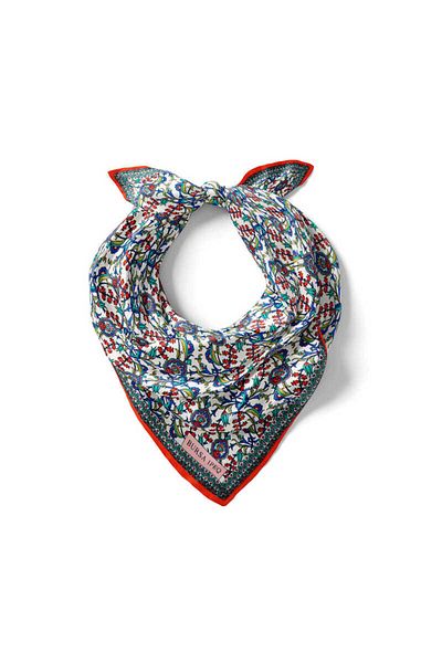 Bursa İpek Red Ivy Tulip Pattern Silky Handkerchief