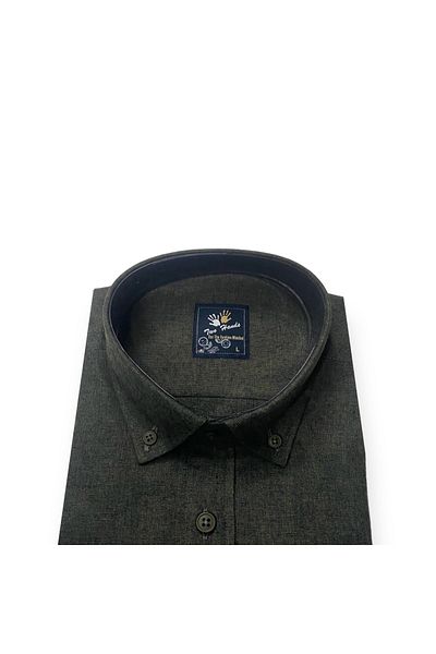 Sadık Collection Ανδρικό μακρυμάνικο μακρυμάνικο χακί χρώματος μάλλινο πουκάμισο Two Hands 511