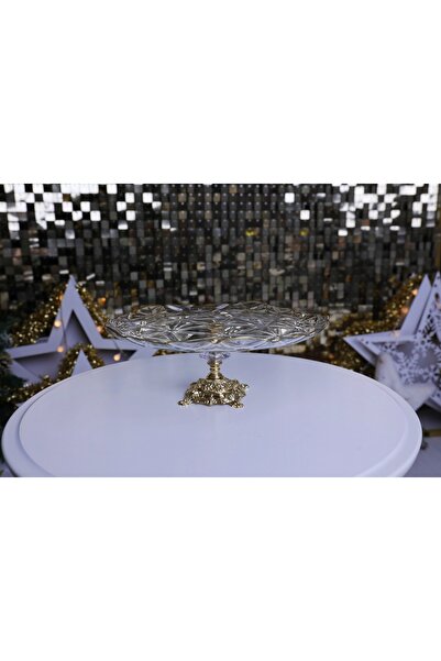 Elta Collection Estrella Yaldızlı Metal Ayaklı Pasta Sunumluk Kurabiyelik