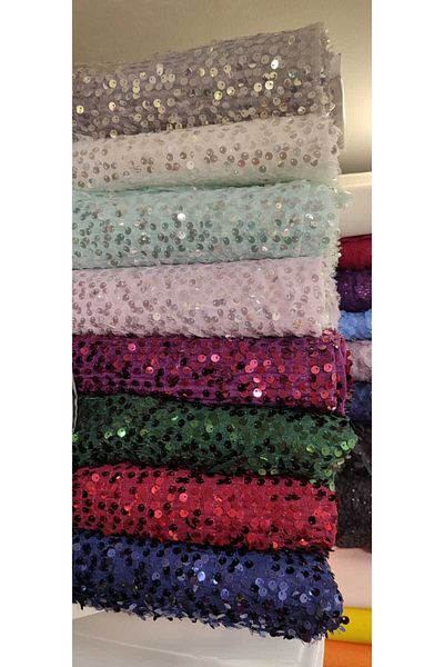 River Fabrics Pleated Sequined Tulle Plum