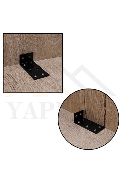 Yapıkan Siyah Deprem Güvenliği Dolap Sabitleme Aparatı Seti 30x20x60mm - L Demir Gönye Köşe Birleştirme