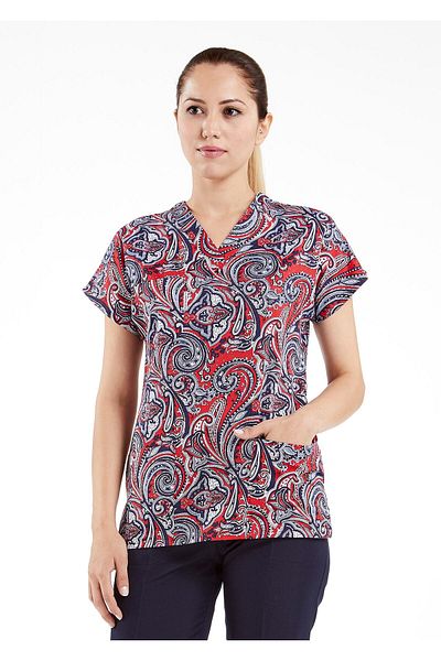 Alsancak Üniforma Doctor Scrubs Model - Μοτίβο σάλι και Lycra, Χειρουργική φανέλα